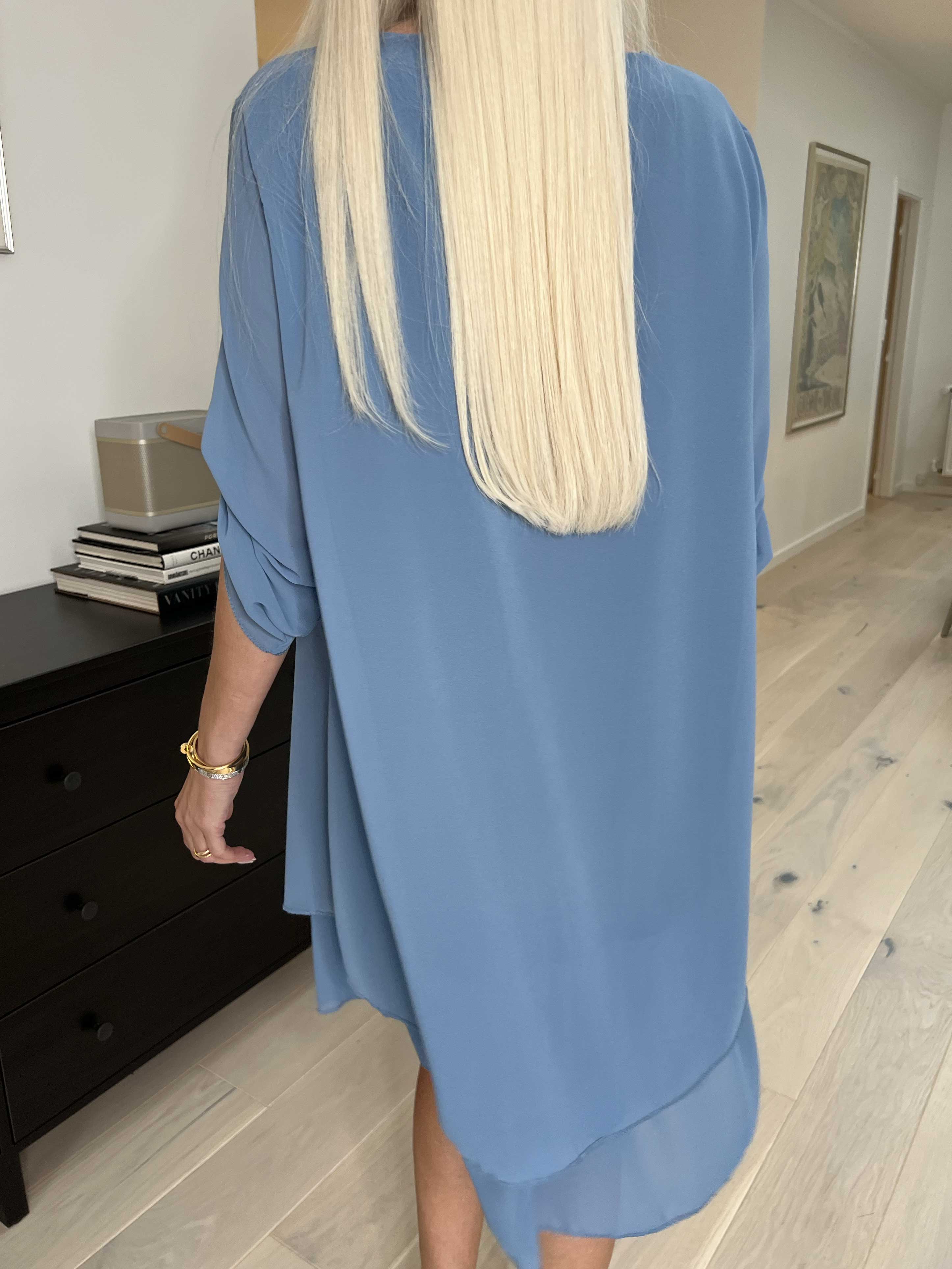 Jill - Chiffon tunikakjole med viskose underkjole